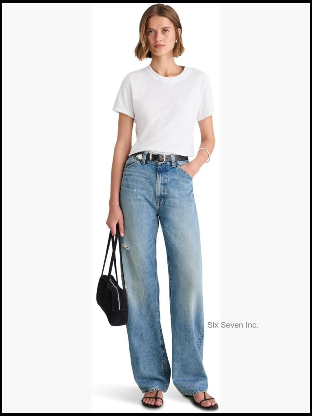 Balloon Jean in Dobbins Wash Wide Leg High Rise Cotton Denim
